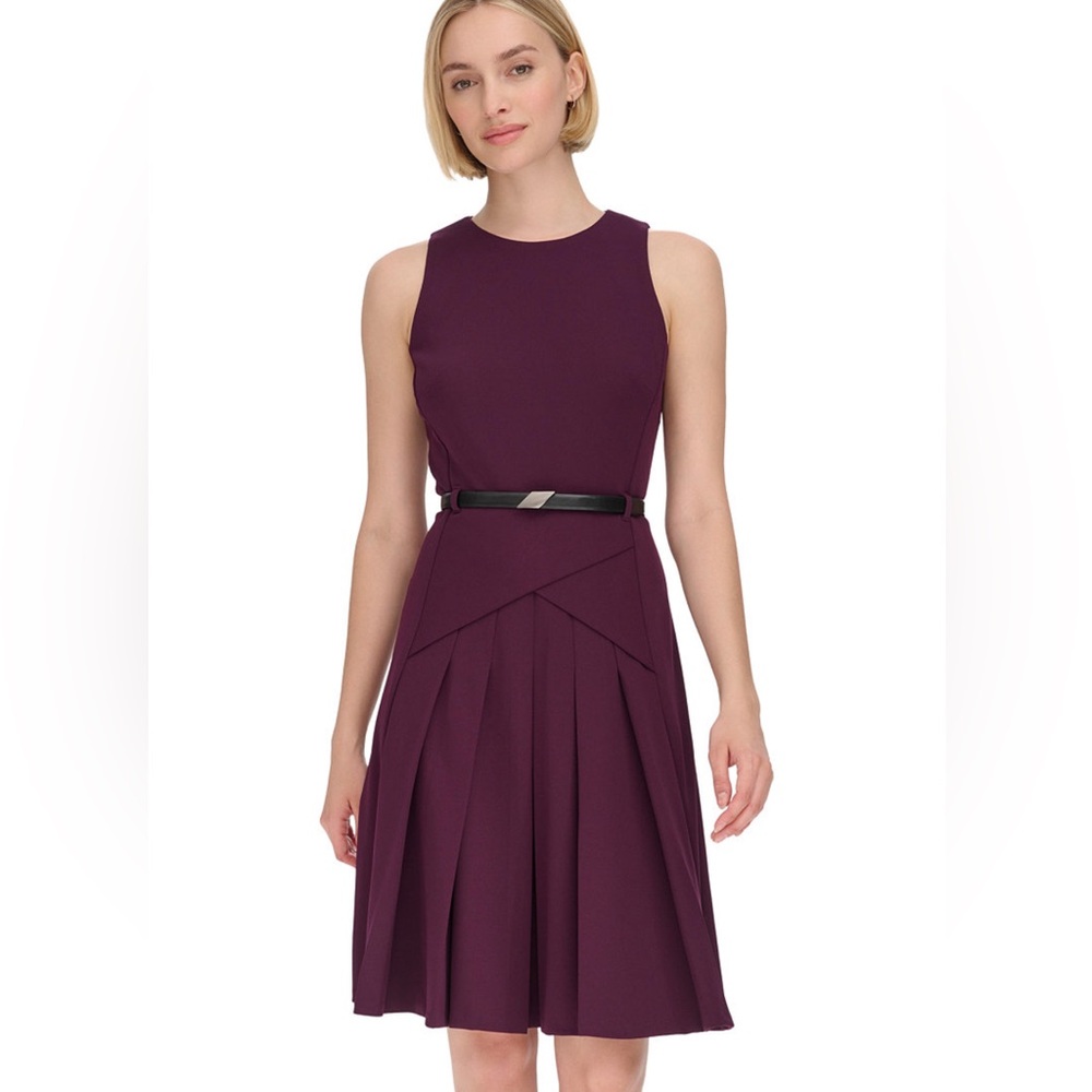 Calvin Klein Deep Purple Midi Dress with Kate Spade belt